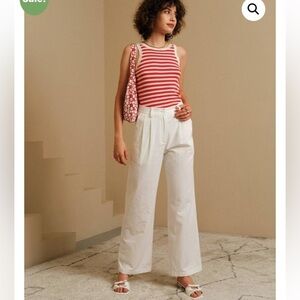Rihoas The Solid High Waisted Pleated Cotton Trouser Pant Sz Small NWT